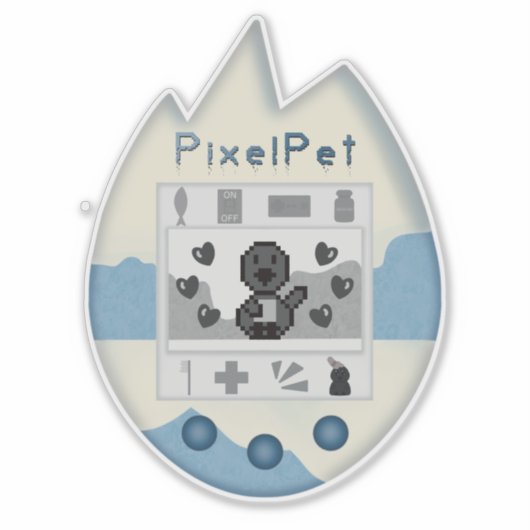 Throwback der 90er Jahre - Pixel Pet Pinguin Digit Aufkleber (Vorderseite)