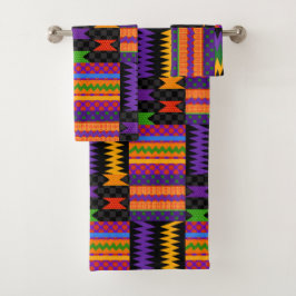 Throwback Kente Pattern Design der 90er Jahre Badhandtuch Set