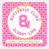 Throwback Lip Gloss Gastgeschenk der 90er Quadratischer Aufkleber (Vorderseite)