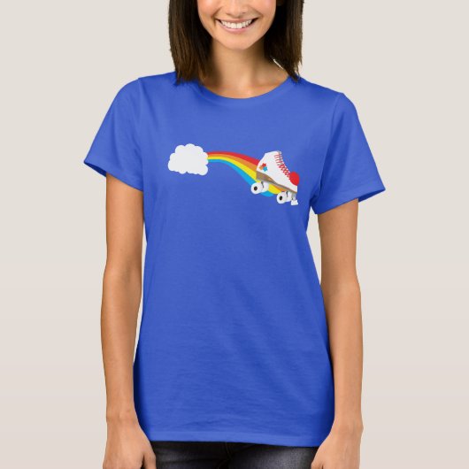 Throwback-Rollen-Skate auf Regenbogen T-Shirt (Vorderseite)