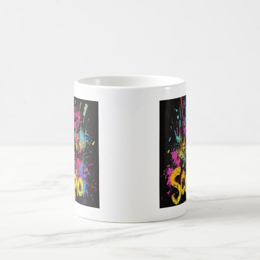"Throwback Scorpio der 90er: Spritzer Paint Tasse" Kaffeetasse (Mittel)