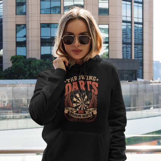 Throwing Darts Breaking Hearaking - Funny Dart Pla Hoodie