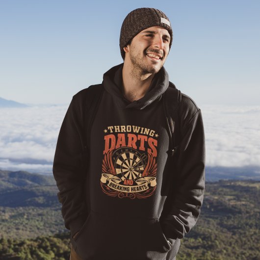 Throwing Darts Breaking Hearaking - Funny Dart Pla Hoodie