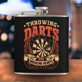 Throwing Darts Breaking Hearts Flask 6 oz. Flachmann