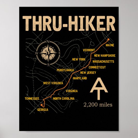 Thruh Hiker Appalachian Trail Wandern Poster (Vorne)