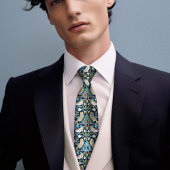 Thrushes Birds Monogram William Morris Men's Krawatte