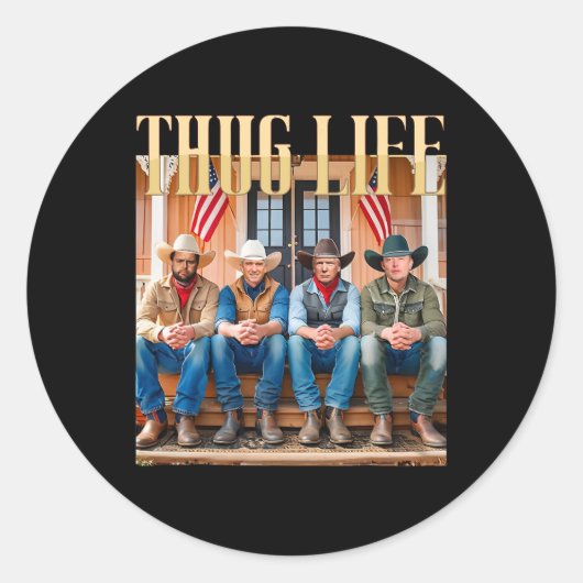 Thug Life Trump Vance Kennedy Elon 1 Runder Aufkleber (Vorderseite)
