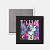 Thug Lizard Funny Weirdcore Animal Lizard L Magnet (Vorderseite/Rückseite)