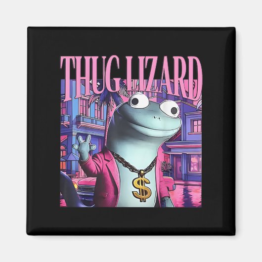 Thug Lizard Funny Weirdcore Animal Lizard L Magnet (Vorne)
