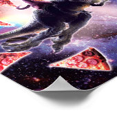 Thug Space Cat On Dinosaur Unicorn - Pizza Poster (Ecke)