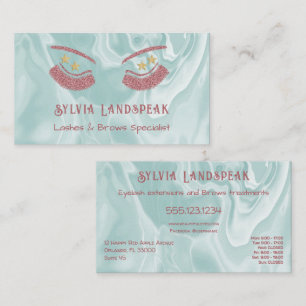Thulianischer Rosa Glitzer Eyelashes und Aquamarin Visitenkarte
