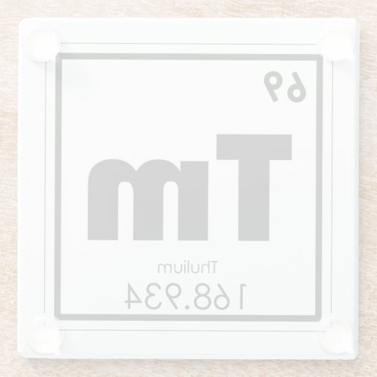 Thulium Chemielementsymbol Glasuntersetzer (Rückseite)