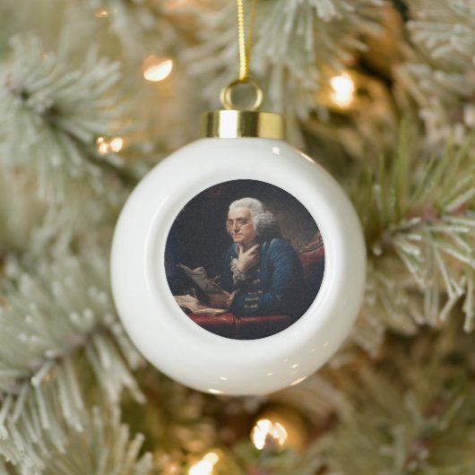 Thumb Portrait, Benjamin Franklin Gründungsvater Keramik Kugel-Ornament (Baum)