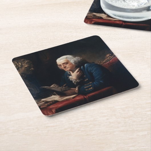 Thumb Portrait, Benjamin Franklin Gründungsvater Rechteckiger Pappuntersetzer (angewinkelt)