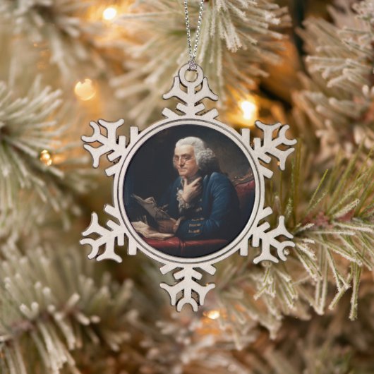 Thumb Portrait, Benjamin Franklin Gründungsvater Schneeflocken Zinn-Ornament (Baum)