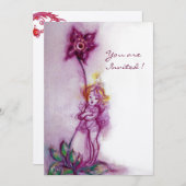 THUMBELINA 2,rosa lila Sahne Filz Einladung (Vorne/Hinten)