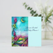 THUMBELINA, blau rosa Einladung (Stehend Vorderseite)