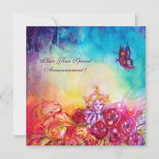 THUMBELINA, BLUME BASKET UND SCHALTFLÄCHE ANKÜNDIGUNG (Vorderseite)