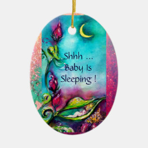 THUMBELINA,BLUME BASKET UND SCHALTFLÄCHE KERAMIK ORNAMENT