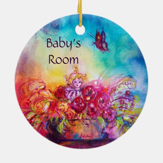 THUMBELINA,BLUME BASKET UND SCHALTFLÄCHE KERAMIKORNAMENT (Hinten)