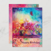 THUMBELINA, BLUME BASKET UND SCHALTFLÄCHE POSTKARTE (Vorne/Hinten)