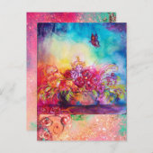 THUMBELINA, BLUME BASKET UND SCHALTFLÄCHE POSTKARTE (Vorne/Hinten)