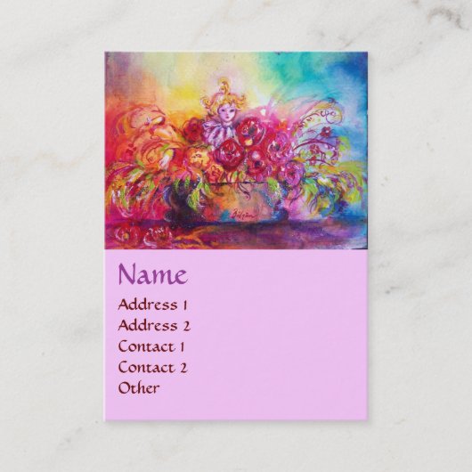 THUMBELINA, BLUME BASKET UND SCHALTFLÄCHE VISITENKARTE (Vorderseite)