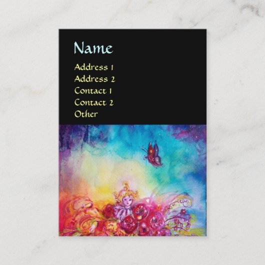 THUMBELINA, BLUME BASKET UND SCHALTFLÄCHE VISITENKARTE (Vorderseite)