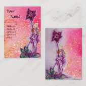THUMBELINA, LILA BLUME IN PINK FUCHSIA GLITZERN VISITENKARTE (Vorne/Hinten)