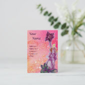 THUMBELINA, LILA BLUME IN PINK FUCHSIA GLITZERN VISITENKARTE (Stehend Vorderseite)