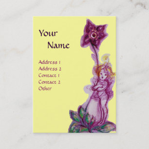 THUMBELINA MIT GELBLICHEM MONOGRAMM LILA BLUME VISITENKARTE