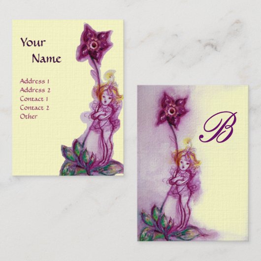 THUMBELINA MONOGRAM Lila Ultra-Violet-Blume Visitenkarte (Vorne/Hinten)