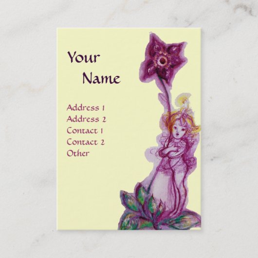 THUMBELINA MONOGRAM Lila violette Blume Fairy Visitenkarte (Vorderseite)