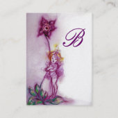 THUMBELINA MONOGRAM Lila violette Blume weiß Visitenkarte (Rückseite)