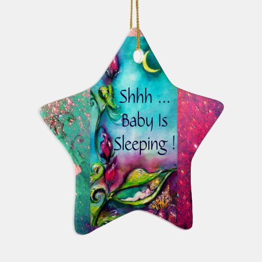 THUMBELINA PINK RUBY STAR MONOGRAM TÜR HANGER KERAMIKORNAMENT (Rechts)