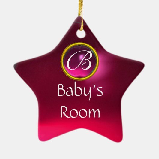 THUMBELINA PINK RUBY STAR MONOGRAM TÜR HANGER KERAMIKORNAMENT (Hinten)