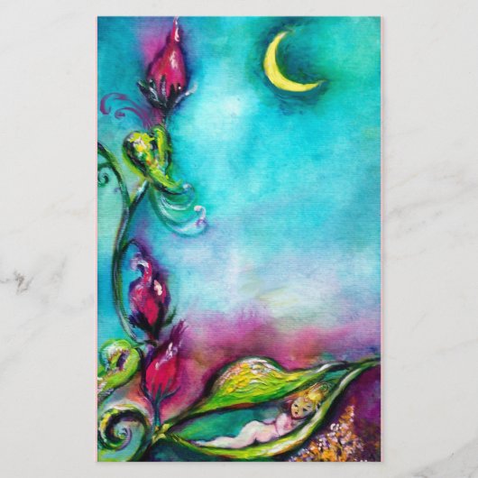 THUMBELINA SCHLAFEN ZWISCHEN BLÄTTER DER ROSE BRIEFPAPIER (Vorderseite)