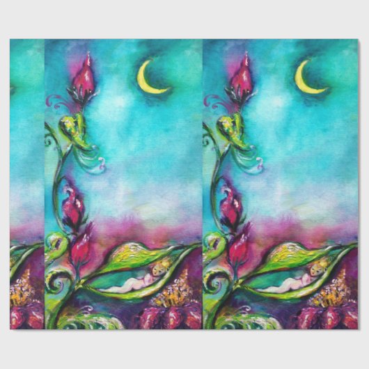 THUMBELINA SCHLAFEN ZWISCHEN BLÄTTER DER ROSE GESCHENKPAPIER (Flach)