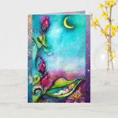 THUMBELINA SCHLAFEN ZWISCHEN BLÄTTER DER ROSE KARTE (Gelbe Blume)