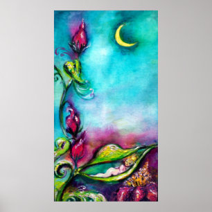 THUMBELINA SCHLAFEN ZWISCHEN BLÄTTER DER ROSE POSTER