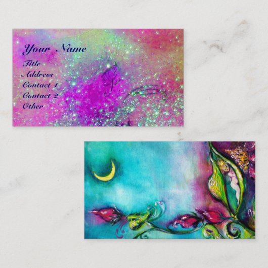 THUMBELINA SCHLAFEN ZWISCHEN BLÄTTER DER ROSE VISITENKARTE (Vorne/Hinten)