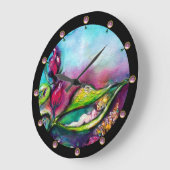 THUMBELINA SLEEPING ZWISCHEN BLÄTTER DER ROSE GROßE WANDUHR (Winkel)