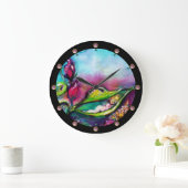 THUMBELINA SLEEPING ZWISCHEN BLÄTTER DER ROSE GROßE WANDUHR (Zuhause)