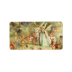 Thumbelina und Prince Wedding, Vintage Mairy Tales Adressaufkleber