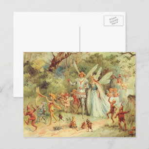 Thumbelina und Prince Wedding, Vintage Mairy Tales Postkarte