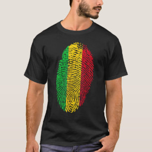 Thumbprint Fingerprint Mali Flag Westafrika T-Shirt