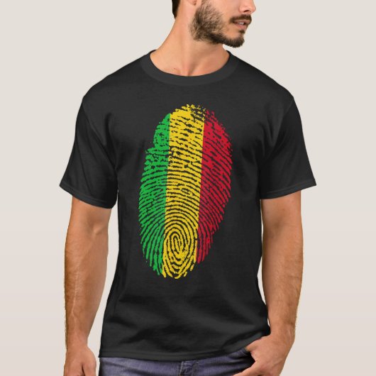Thumbprint Fingerprint Mali Flag Westafrika T-Shirt (Vorderseite)