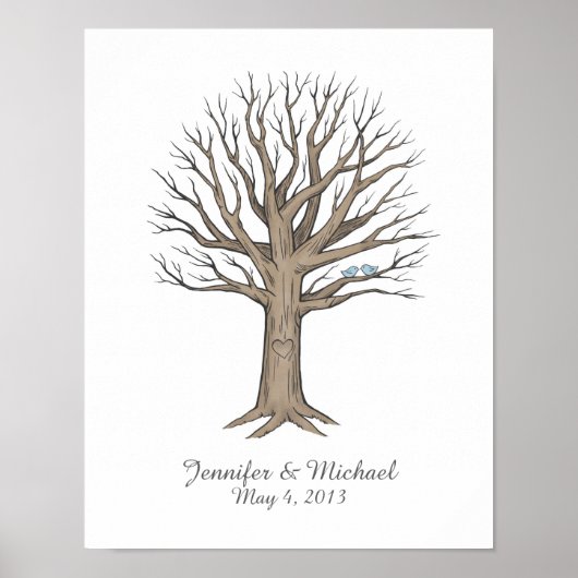 Thumbprint Fingerprint Wedding Tree Guestbook Poster (Vorne)