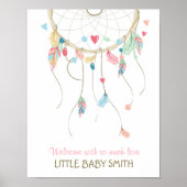 Thumbprint Gäestbook Dreamcatcher Fingerprint Baby Poster (Vorne)