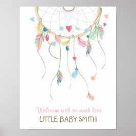 Thumbprint Gäestbook Dreamcatcher Fingerprint Baby Poster